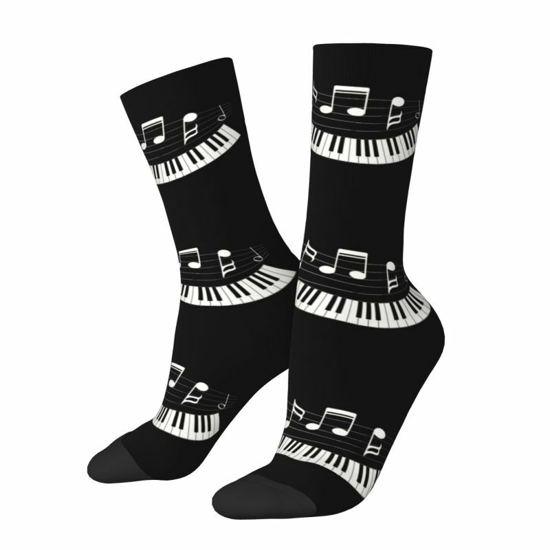 Chaussettes provoqué chaudes pour hommes et femmes, notes de musique de piano, chaussettes fantaisie amusantes