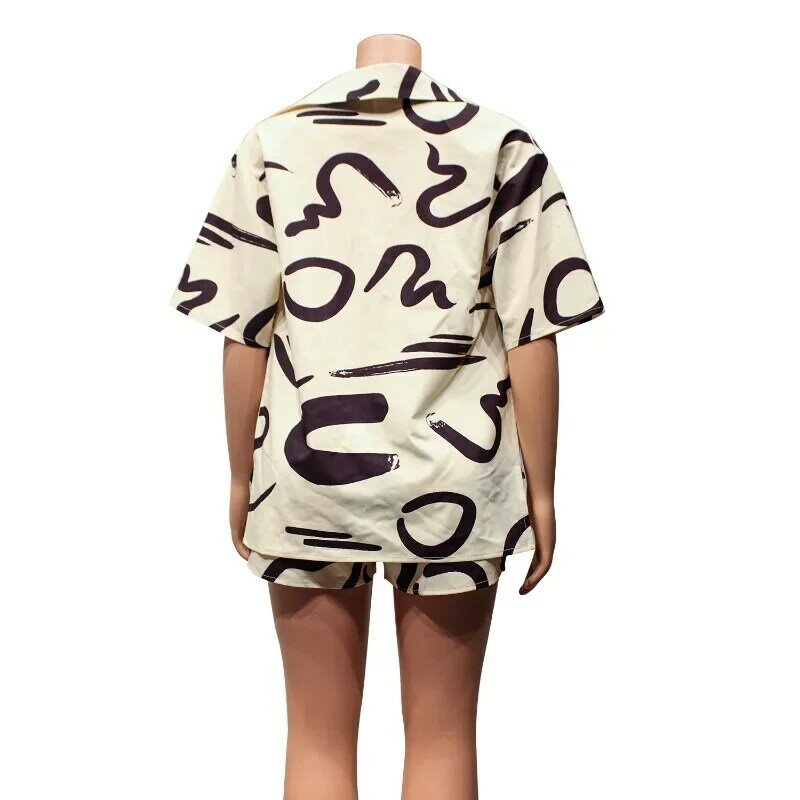 KEXU Sexy Beach Holiday stampato Set da donna mezza manica camicia e reggiseno + pantaloncini 2023 tuta tre 3 pezzi Set completo tuta