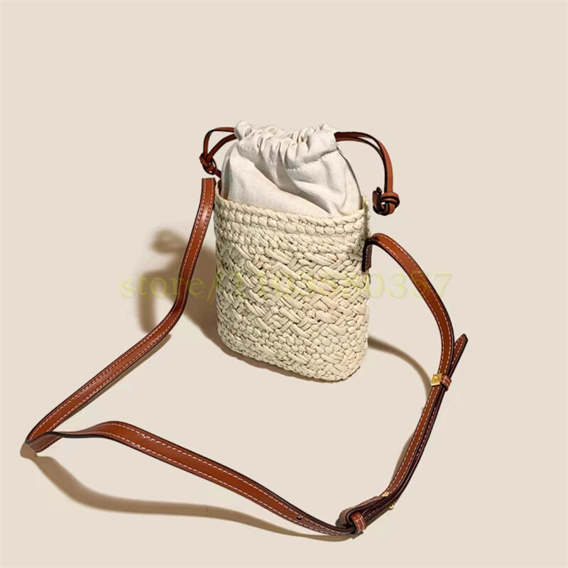 Straw Rushwork-Mini bolso de verano para mujer, bolsa de mano, para playa, vacaciones y exteriores, 403412