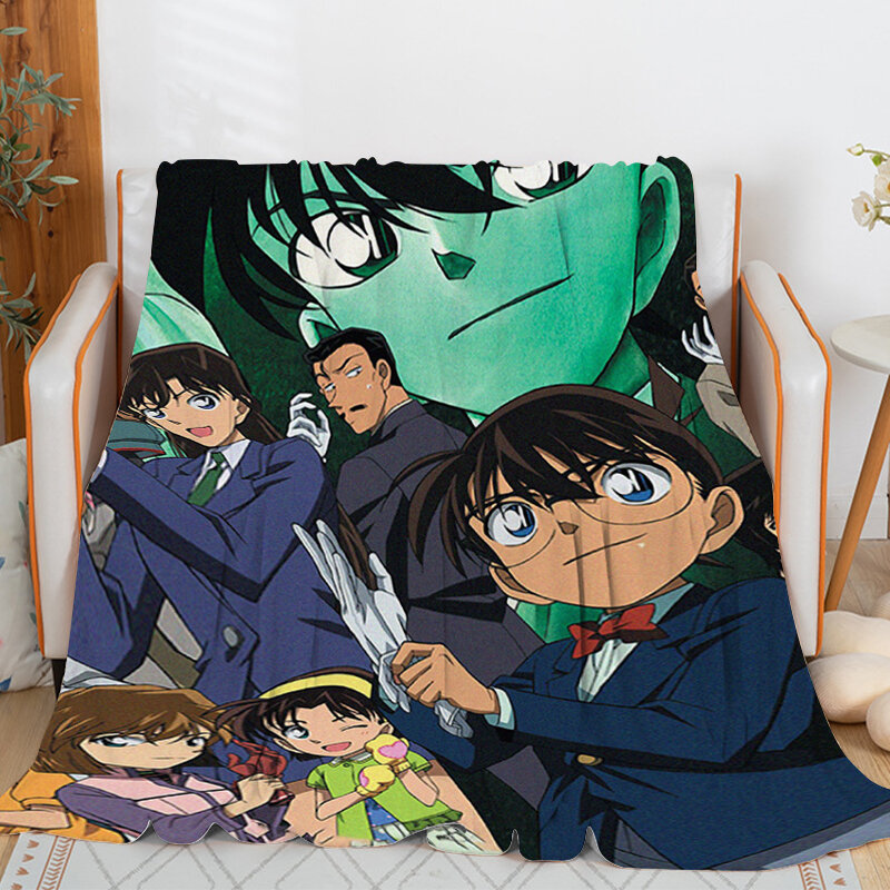 Anime Sofa Blankets for Winter C-Conans Decorative Sofa Microfiber Bedding Warm Knee Bed Fleece Fluffy Soft Blankets King Size