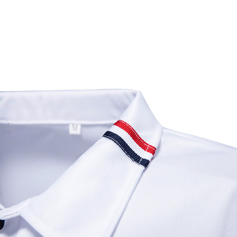 Рубашка-поло мужская с коротким рукавом, повседневная сорочка с лацканами, однотонная, лето