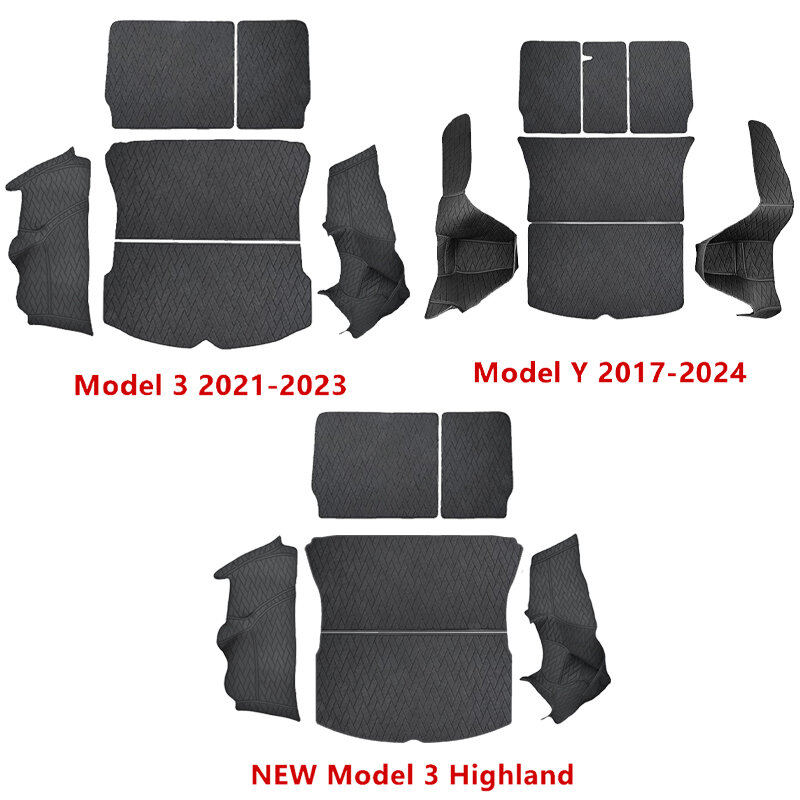 Nuovi tappetini per bagagliaio in pelle tappetino personalizzato impermeabile antiscivolo completamente circondato per Tesla Model Y 3 Highland X 2017 a 2024