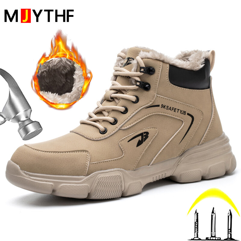 Zapatos de seguridad con punta de acero para hombre, botas de trabajo indestructibles, antigolpes, antipuñaladas, Invierno