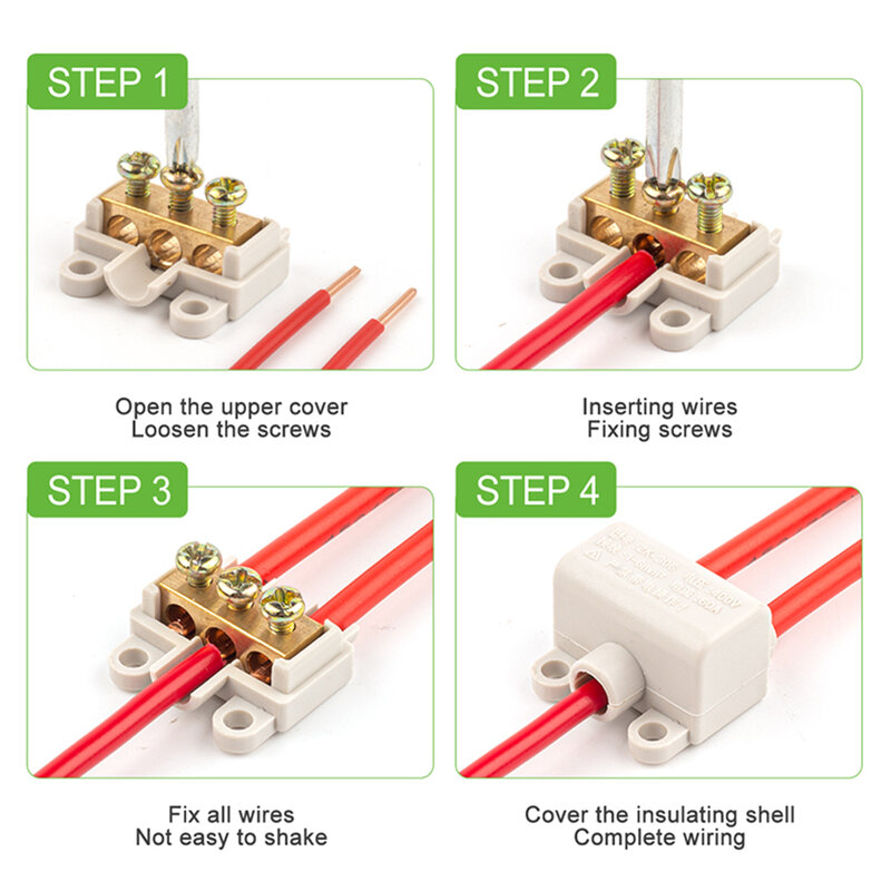 Connecteur de fil haute puissance, 1 entrée, sortie multiple, épissure de câble, bornes de câblage à vis, nuits, 60A, 400V, 1-6 mm2, 80A, 1000V, 2.5-16mm2