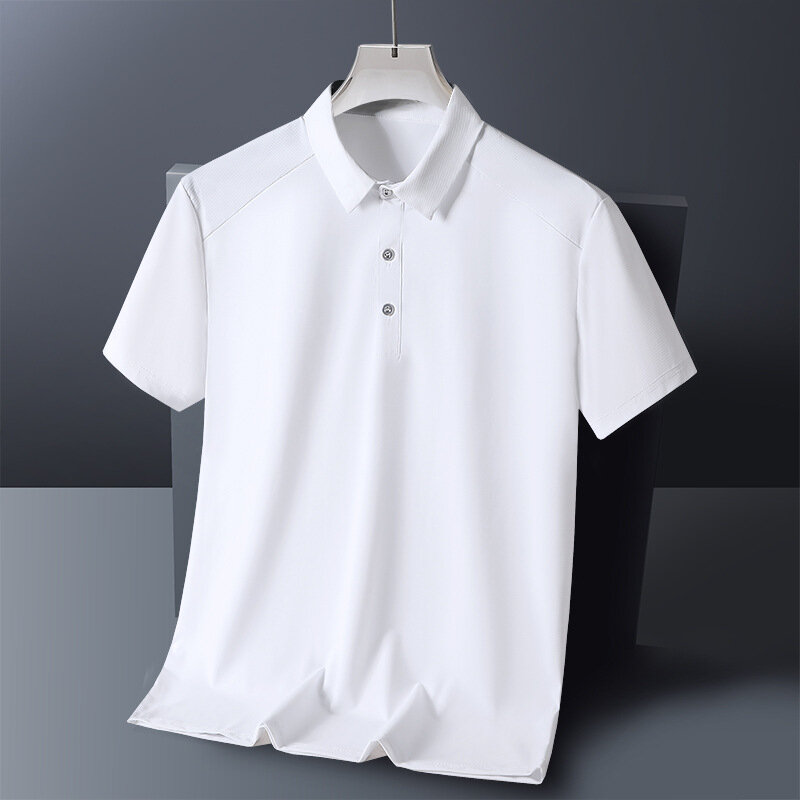Быстросохнущая рубашка-поло для мужчин, летние рубашки-поло с коротким рукавом, модель 9XL, модная повседневная Однотонная рубашка-поло, стрейчевая рубашка