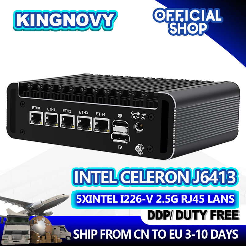 12th Gen Firewall Router Elkhart Lake Celeron J6413 J6412 5x Intel i226-V 2500Mbps Nics Fanless Mini Router PC OPNsense Proxmox