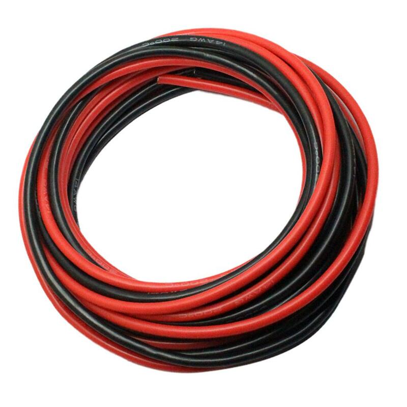 Fio de silicone macio resistente a altas temperaturas, 14AWG, vermelho e preto, 2 rolos