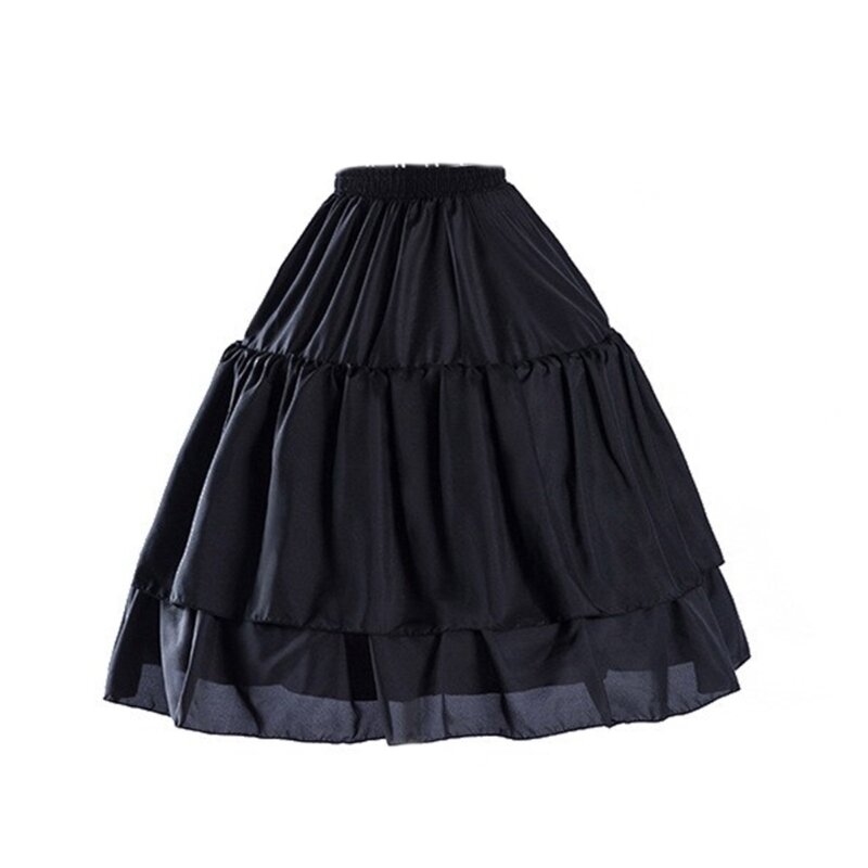 Damen-Mädchen-Rock mit 2 Reifen, A-Linie, 50er-Jahre, doppellagiger, plissierter, gerüschter Petticoat-Unterrock für