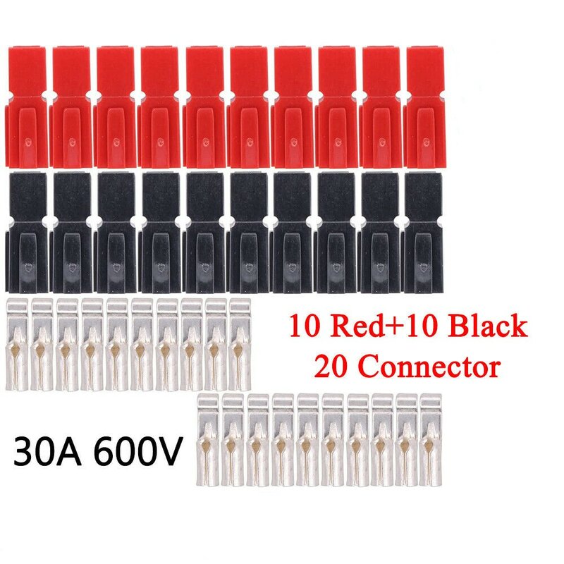 New 40 Pcs Anderson Powerpole Red & Black 30 Amp Plugs Marine Quality Connector