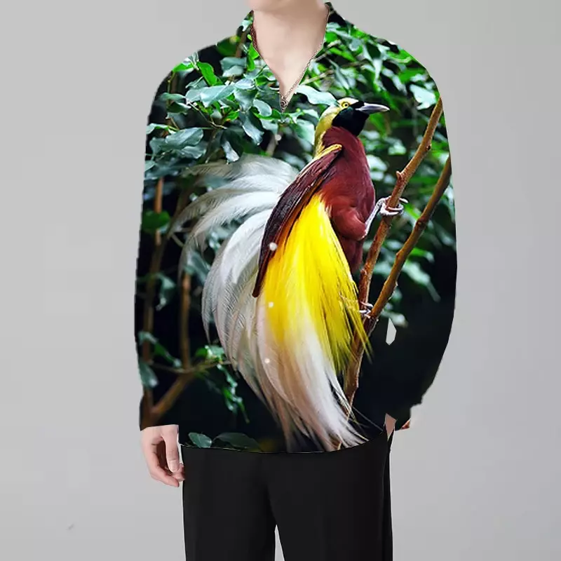 Free Bird Pattern 남성용 셔츠, 캐주얼 파티, 야외 패션, 슈퍼 쿨, 부드럽고 편안한 원단, 2023 신상