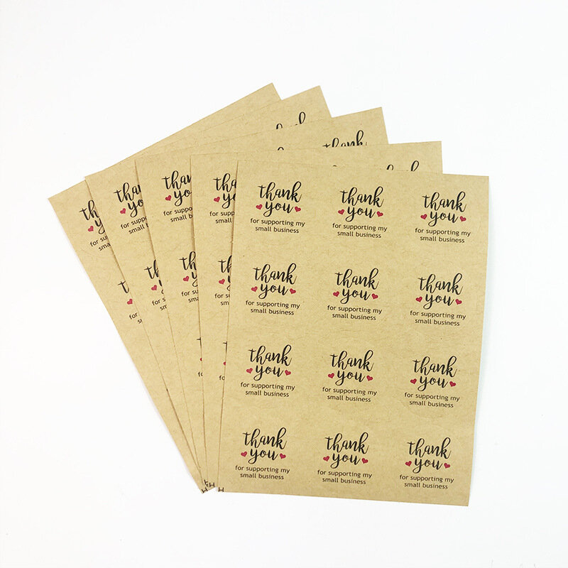 Kraft Paper 땡큐 러브 씰 스티커, 수제 구운 포장 스티커, DIY 선물, 비즈니스용 범용 라벨, 120 개