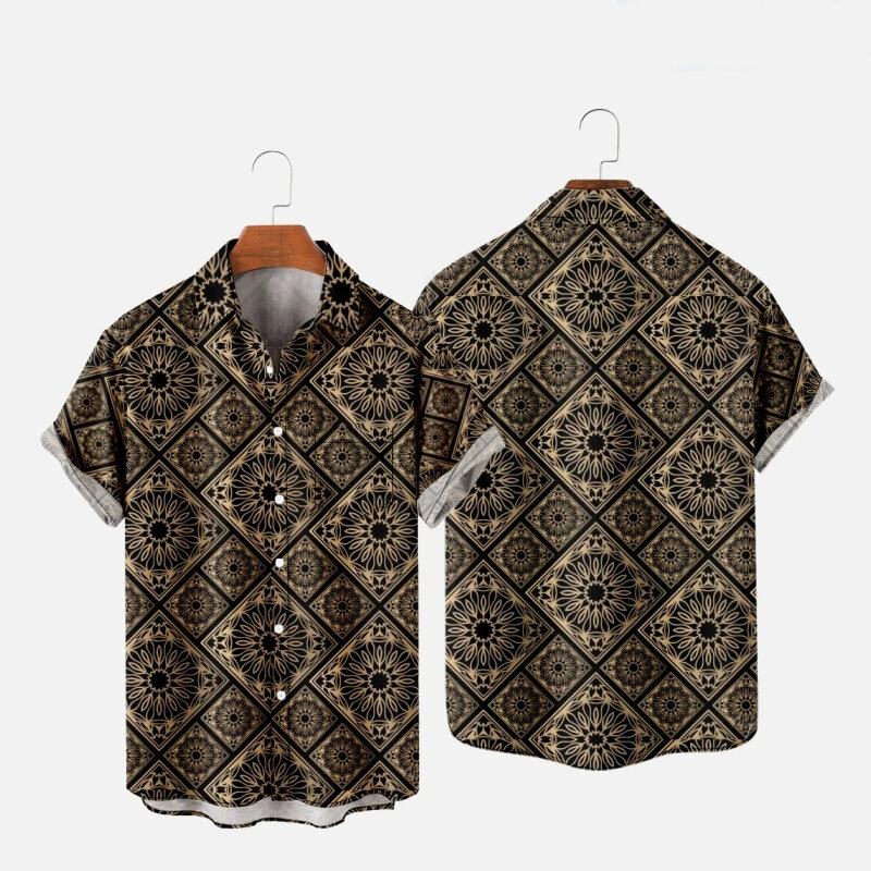 Vintage Hawaiian Shirt Afrika Streep 3d Print Shirts Mannen Vrouwen Strand Blouse Roeping Revers Shirts Strand Mannen Etnische Kleding 4xl
