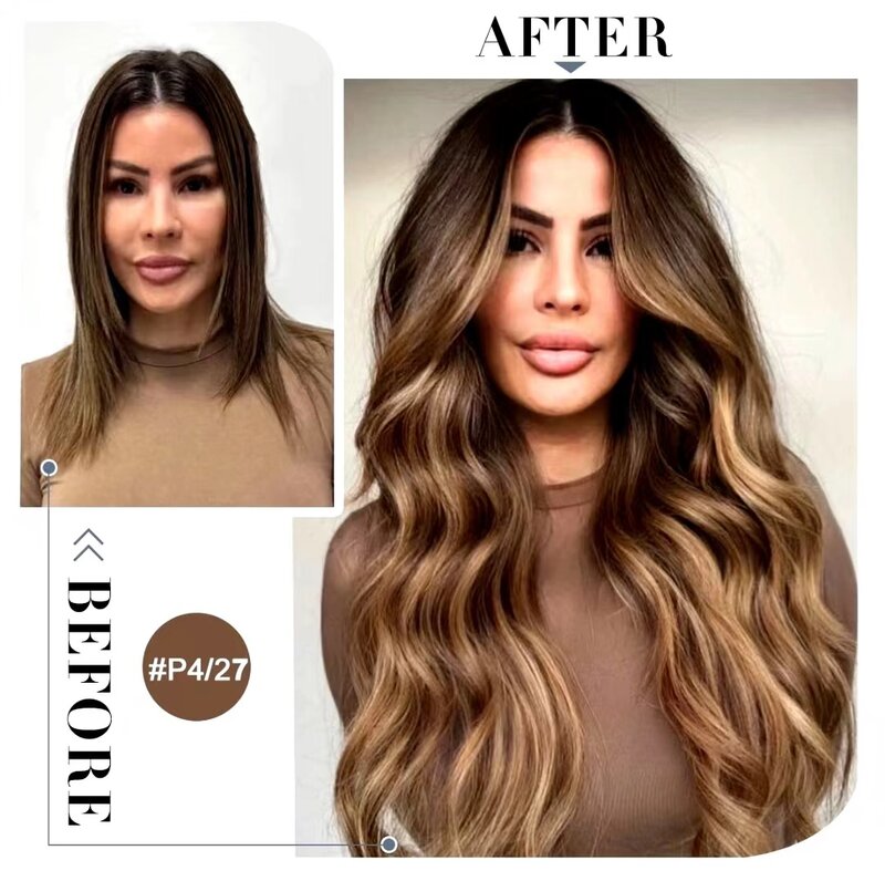 Highlight Sophia Straight Tape dans les extensions de cheveux, P4, 27 Brown Adhesive Tape in Extensions, Remy Human Hair, 12-30 ", 40 PCs Pack