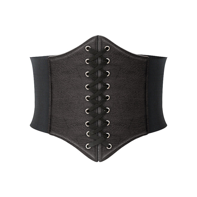 Corsé de cintura alta Punk negro cinturón ancho adelgazante cinturones de cuerpo de cuero Pu para mujer cinturón elástico fajas femeninas