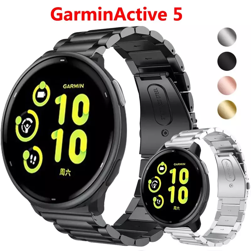 Tali gelang jam tangan untuk Garmin vivoactive 5, tali baja tahan karat untuk GarminActive 5 logam Correa