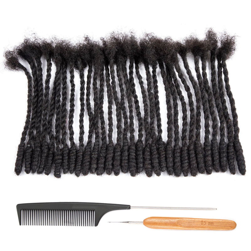 0.8cm Pre Twisted Loc Knot Bob Dreadlocks 100% Human Hair Double Strands Retwisting Styled Dreads Locs Extensions for Men Women
