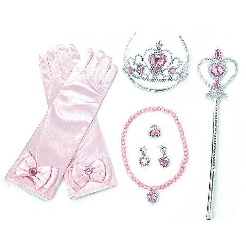 Prinses Accessoires Anna Elza Accessoires Set Sneeuw Koningin Toverstaf Kroon Ketting Prinses Handschoenen Kids Girl Party Accessoires