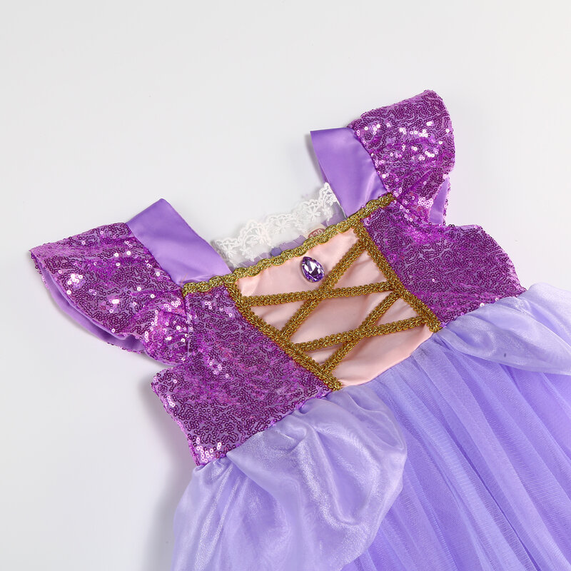 Meninas Princesa Rapunzel Cosplay Traje, Traje de Halloween, Lantejoulas Vestido Roxo, Festa de Aniversário Infantil, Vestidos De Baile De Carnaval