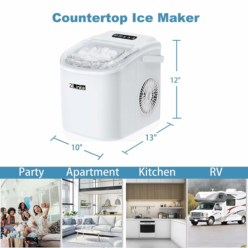 Máquina de hielo portátil con autolimpieza, máquina de hielo de encimera, 6 minutos, 9 balas, 26,5 libras/24 horas