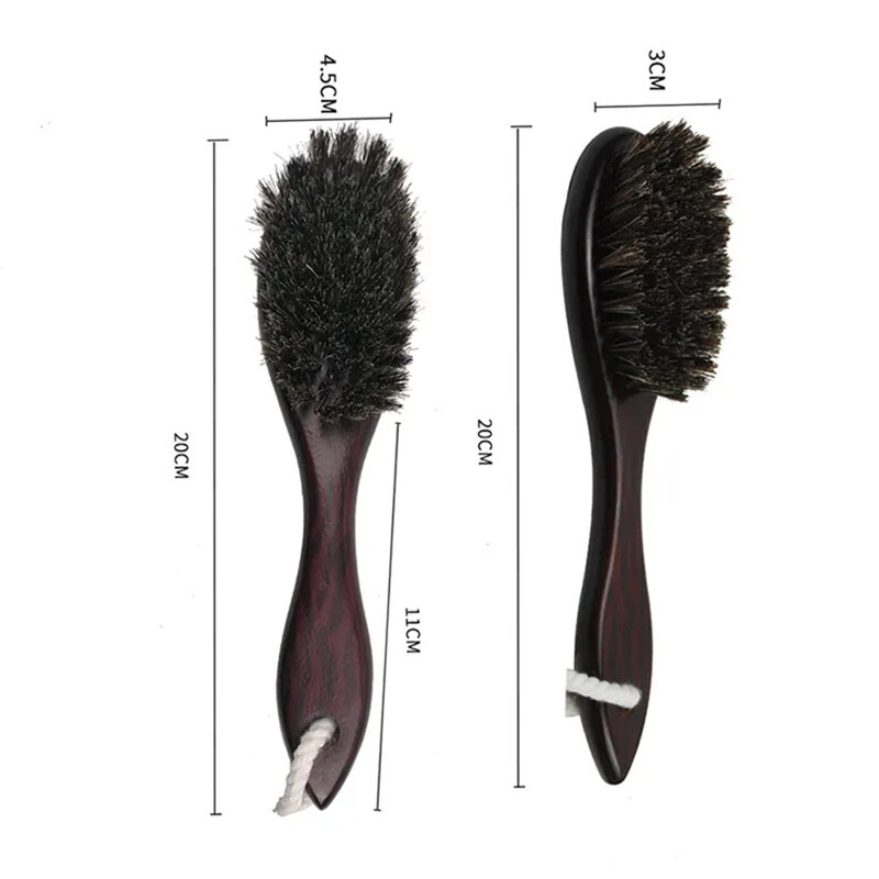 Wood Handle Horse Hair Cleaning Brush Hairdressing Beard Brush Anti Static Barber Hair Styling Comb Shaving Tools 360 Wave Brush