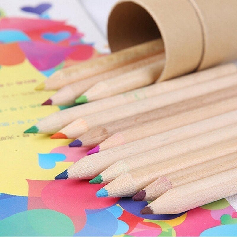 Crayons de couleur professionnels en bois naturel 12 couleurs, ensemble de Crayons de couleur, Excellent stylo de dessin pour étudiant, papeterie scolaire
