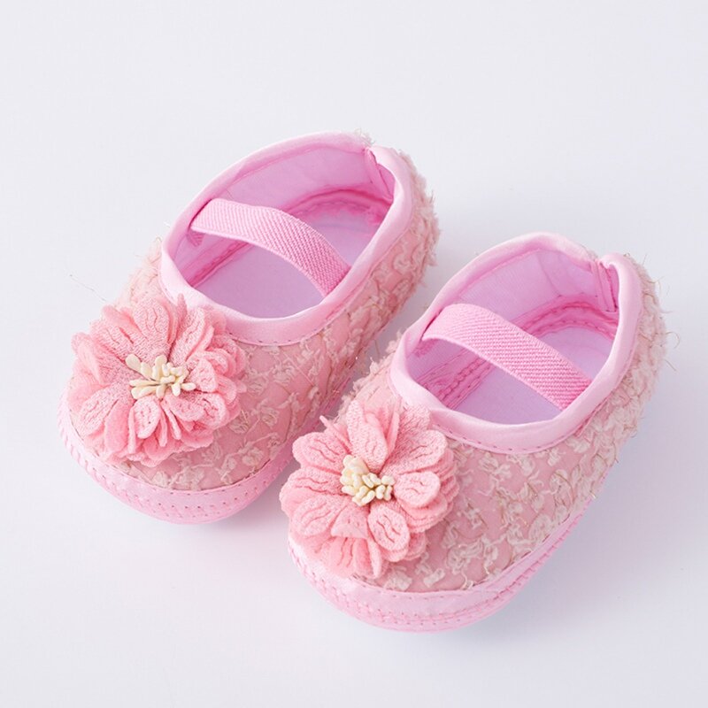 أحذية قماشية ناعمة جيدة التهوية للأطفال حديثي الولادة ، أميرة حلوة ، شقق مريحة ، زهور كبيرة ، مشوا لأول مرة ، الصيف ، 0-1 عام