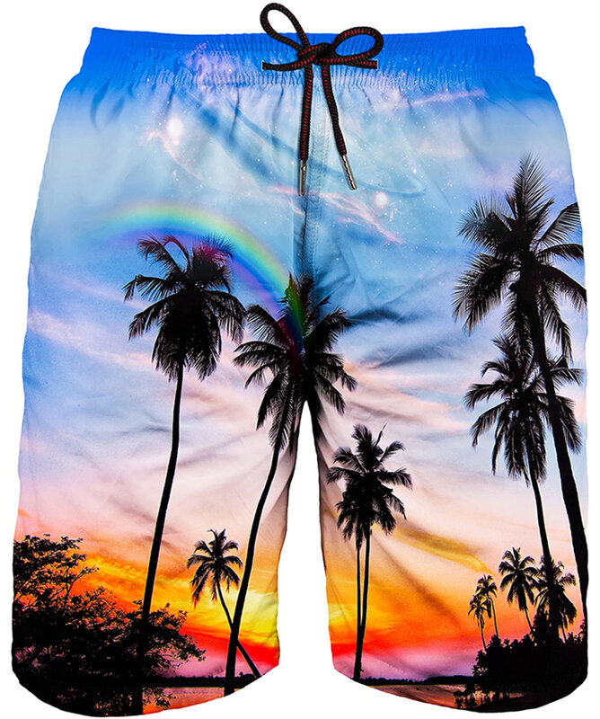 Asylvain Bañador con estampado 3D para hombre, pantalones cortos de baño, tablas de secado rápido con forro de malla, sobre la rodilla, pantalones cortos de playa masculinos