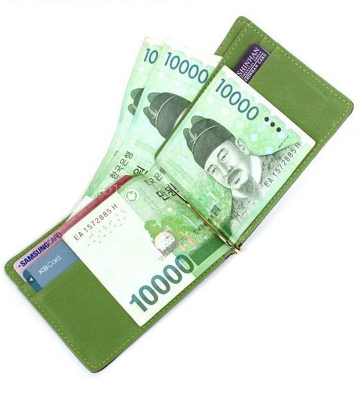 Billetera de cuero para hombre, billetera sólida de Metal, monederos de dólar de crédito, portatarjetas minimalista