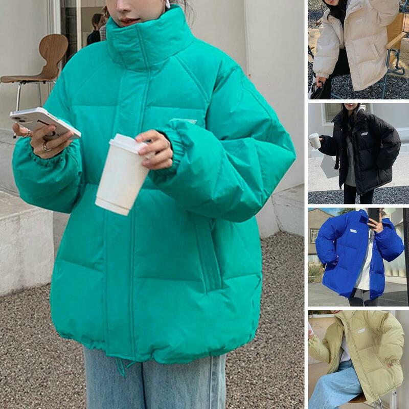 Зимние теплые плотные короткие парки, женские корейские пальто с хлопковой подкладкой и воротником-стойкой, Женская пуховая куртка на молнии для женщин