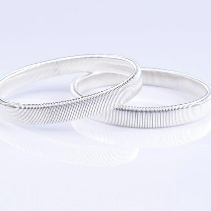 2 buah/set gelang lengan elastis gelang logam multiwarna untuk hadiah perhiasan dewasa