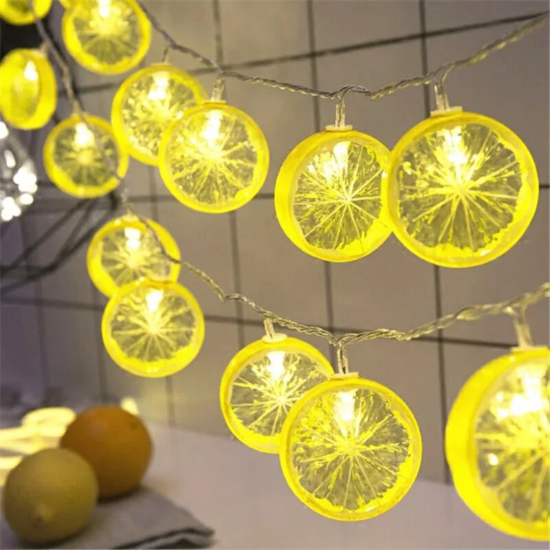 2m limone arancione decorazione leggera a forma di limone alimentato a batteria Fairy Light Orange fette String Light Wedding