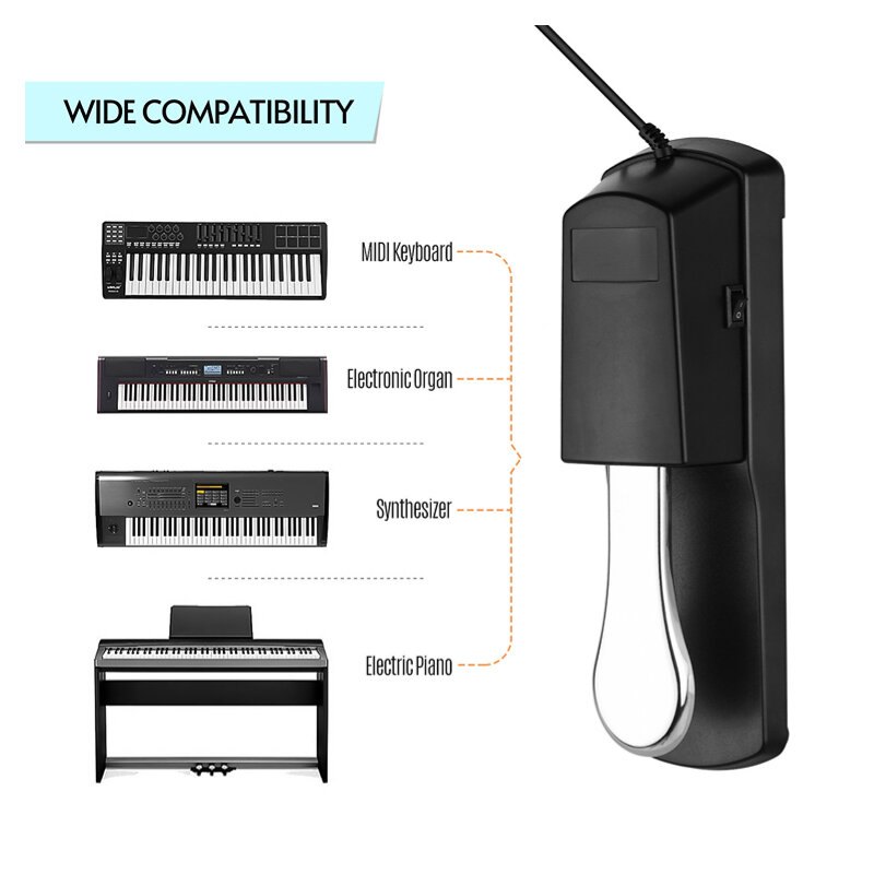 Pedal de apoyo Universal para teclado de Piano eléctrico, sintetizador electrónico de órganos con interruptor de polaridad, Pedal amortiguador, venta al por mayor