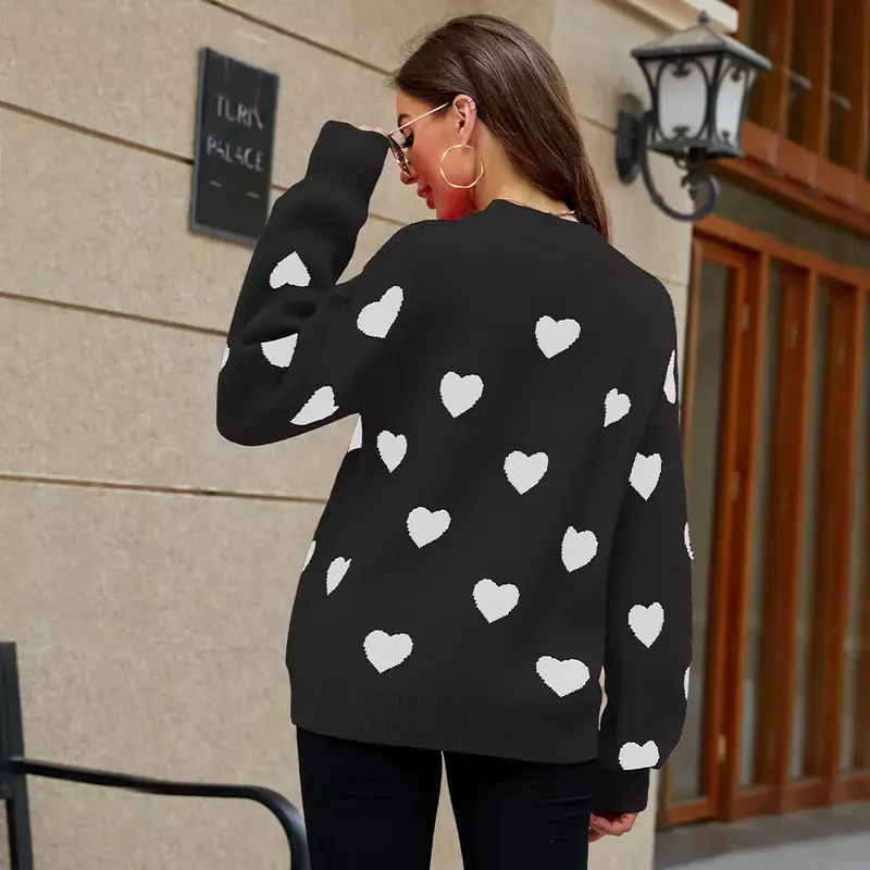 Jersey de punto para mujer, suéter grande y suelto con diseño de amor para el Día de San Valentín, SFC19-3 invierno, novedad de 2023