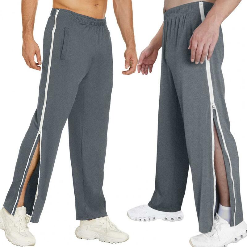 Długie spodnie odporne na kurczenie szerokie nogawki lekkie do trenowania koszykówki boczny zamek błyskawiczny spodnie dresowe męskie spodnie dresowe odzież sportową