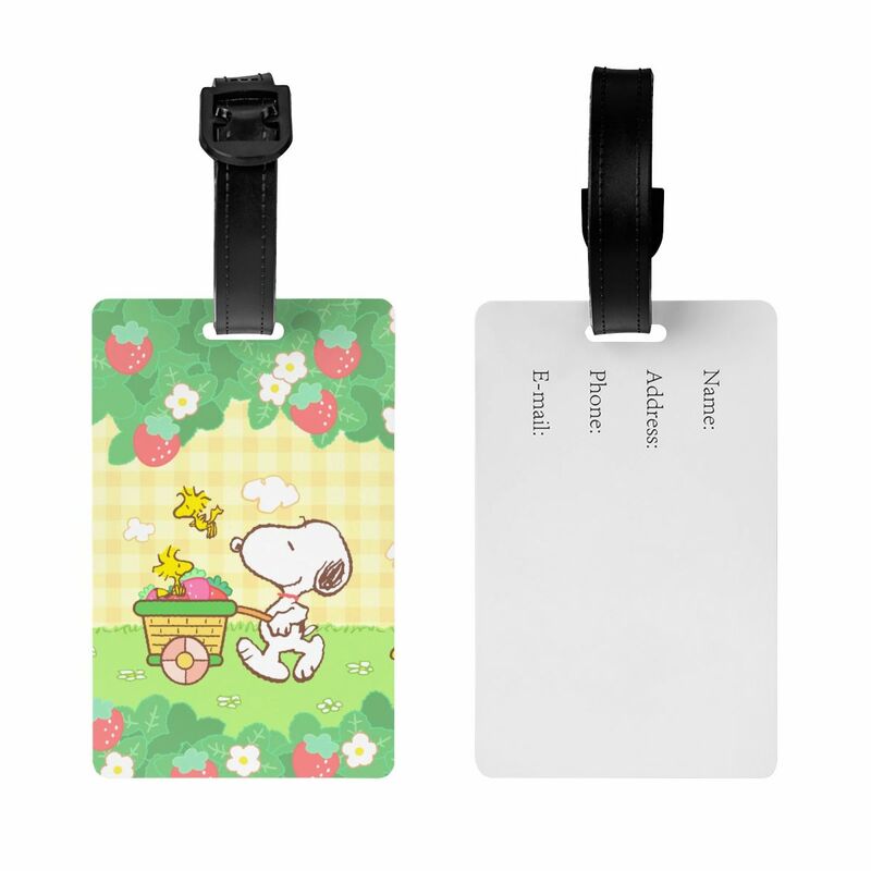 Custom Cute Cartoon Snoopy Luggage Tag With Name Card Privacy Cover ID Label for Travel Bag Suitcase