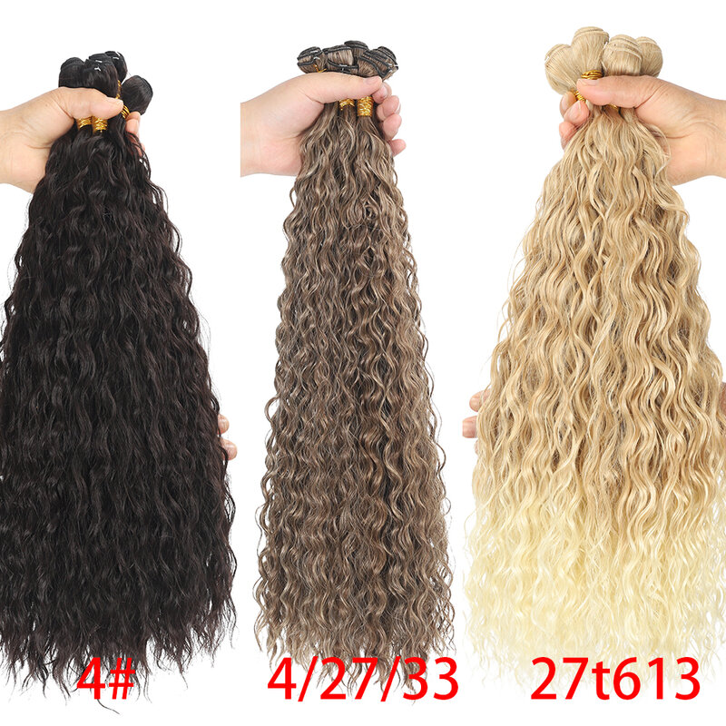 6Pcs Afro Curls Water Wave Synthetic Hair Bundles Soft Long Curly Hair Weaving Extensions Heat Resistant Fiber Hair Extensions