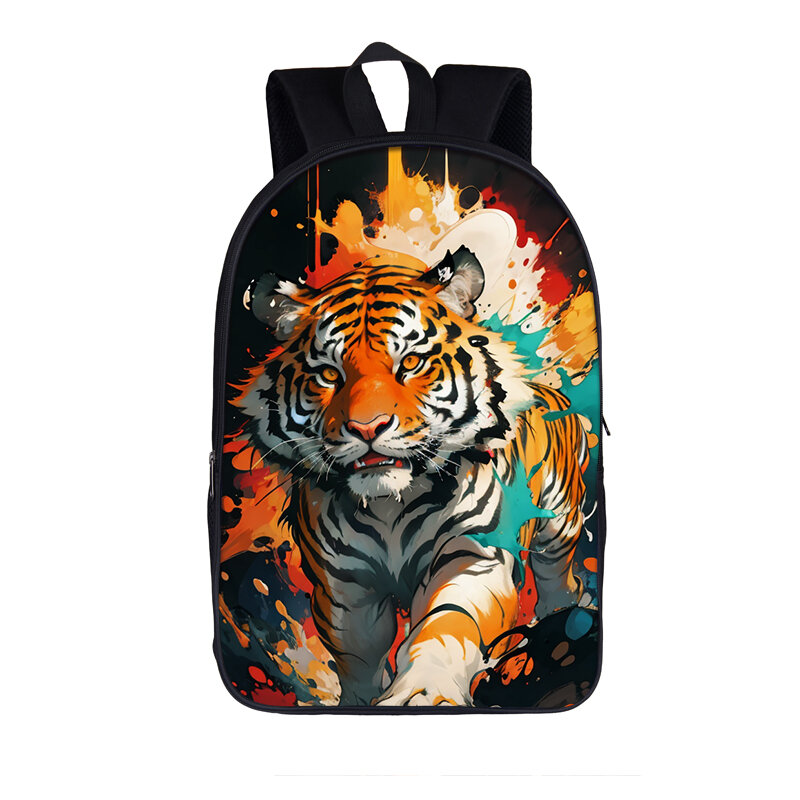 Fajna farba nadruk zwierzęta plecak akwarela wilk tygrys koń tornister tornister dla dzieci plecak mała torba na laptopa plecaki prezent