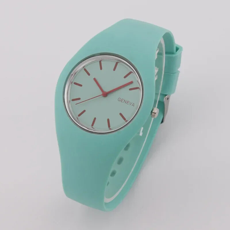 풀 실리콘 케이스 여성용 시계 스트랩, 캐주얼 스포츠, 다채로운 젤리 시계, 실리콘 밴드, 쿼츠 손목시계