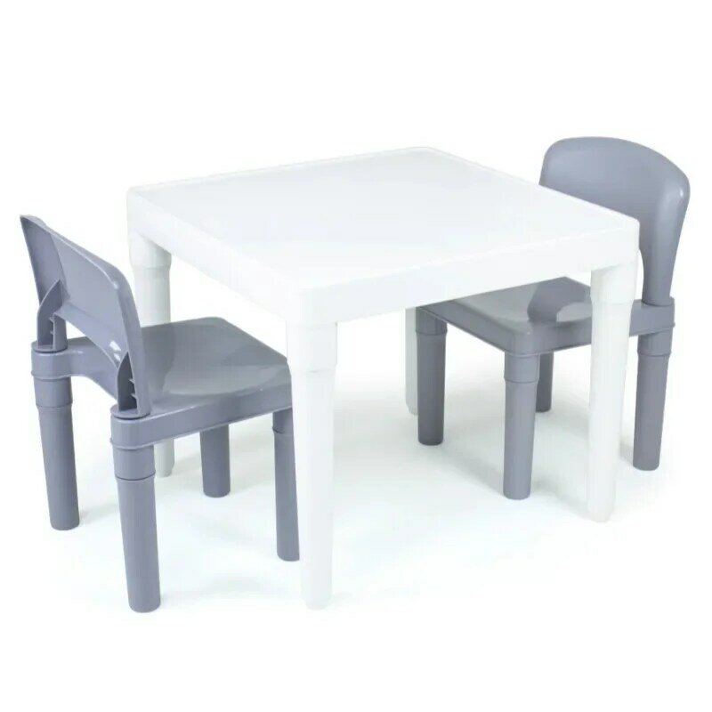 Tabela De Plástico E 2 Cadeiras Para Crianças, Apagar Seco, Branco, Cinza