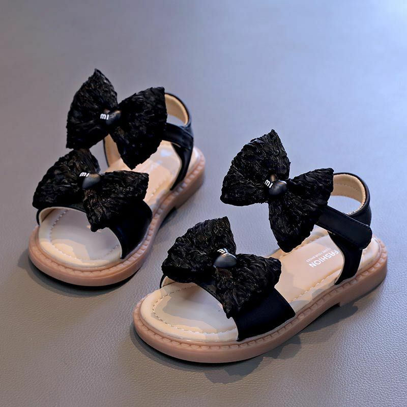 Kids Sandals for Girls Summer New Love Bowtie Princess Causal Dress Flat Sandals Fashion Elegant Children Open-toe Beach Sandals
