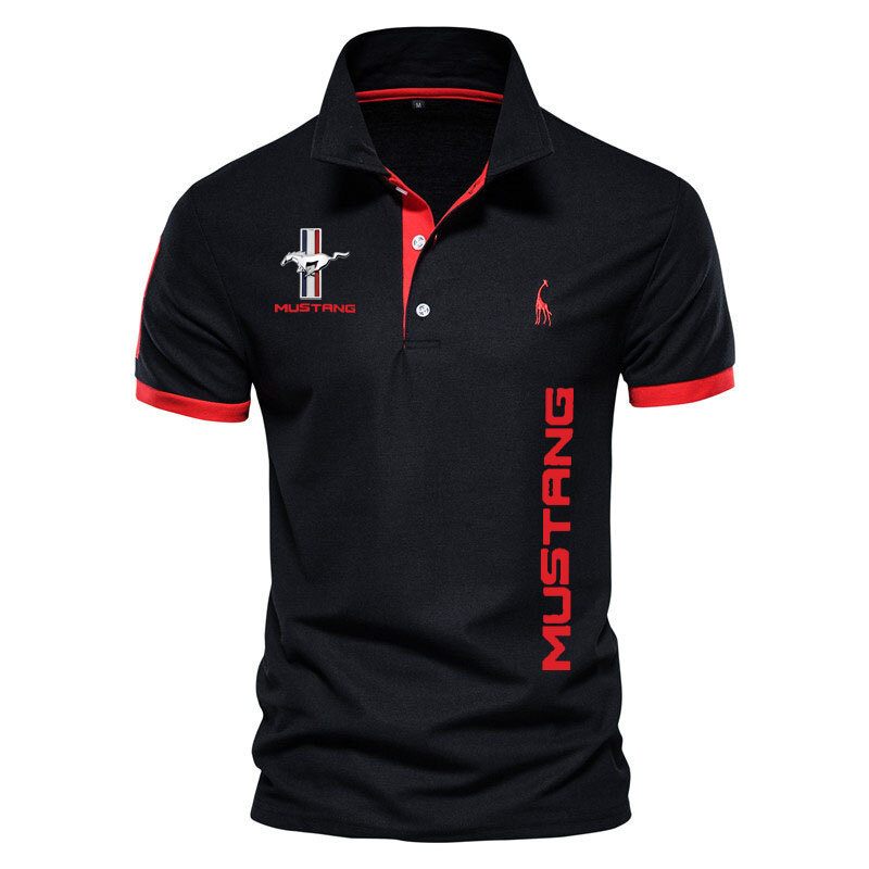 NEW POLO shirt for men Mustang car logo print 100% cotton luxury style Men's Golf Shirt oversized men's POLO shirt XS-5XL