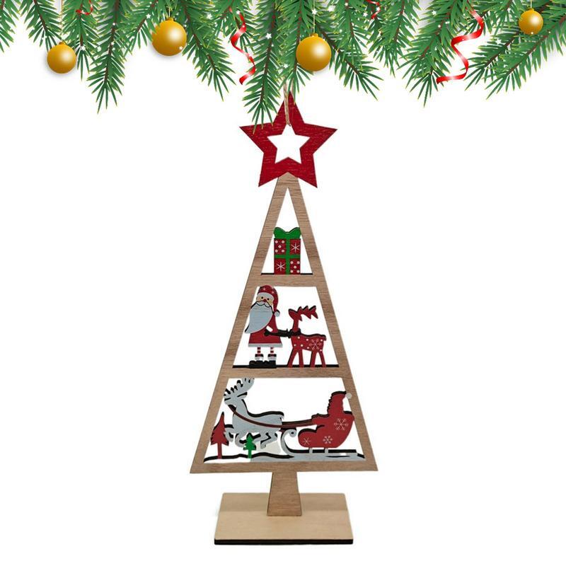 Ornamentos de mesa de natal de madeira de madeira suspensible enfeites de mesa de natal sinal de madeira para decoração de casa snowmen sinal de mesa