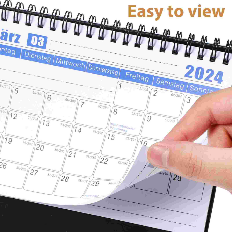 Calendario de escritorio alemán, Decoración de mesa, planificador de pie, suministros de oficina