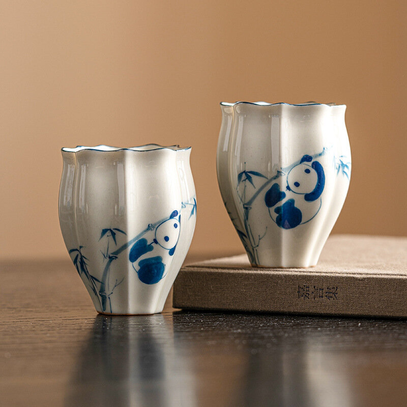 Tazza da tè in ceramica antica cinese Ru forno glassa incrinata ghiaccio tazza da tè tazza singola personale ciotola da tè bicchieri domestici personalizzati