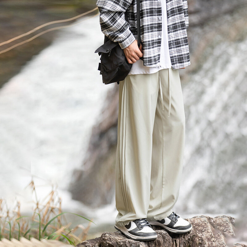 TFETTERS-Calças finas e largas de perna reta masculina, streetwear minimalista, marca casual, Cool Sense, verão, básico, 2024