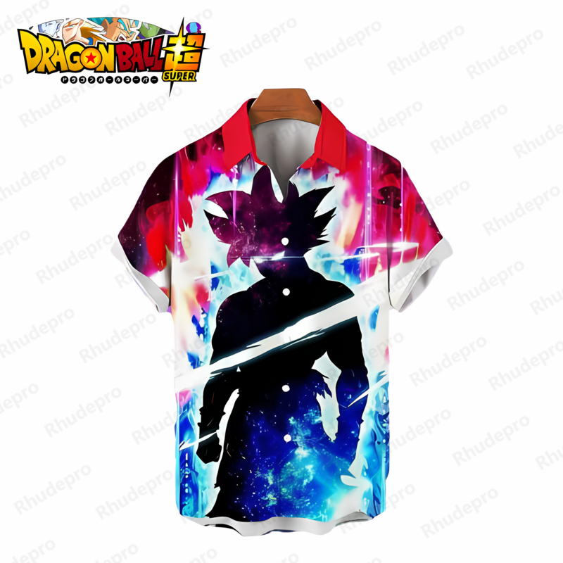 Camiseta de Dragon Ball Z para hombre, camisa de Anime de gran tamaño, estilo playero, Goku Y2k Vegeta, de alta calidad, para verano, 2024