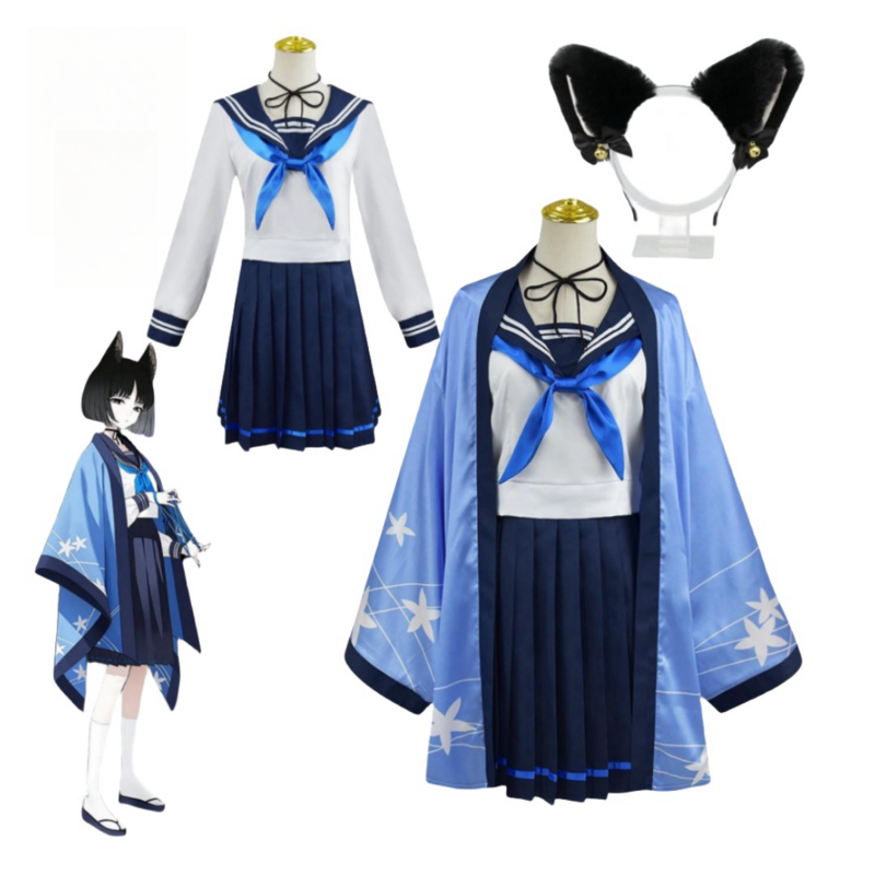 Biru arsip Takanashi Hoshino Project MX Cosplay kostum Wig seragam sekolah JK gaun pelaut setelan baju renang seksi imut