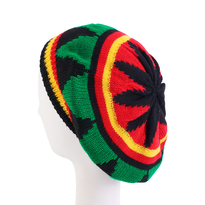 Nowe damskie hip-hopowe wielokolorowe czapka w paski Bob Marley Reggae moda nowa wełna Rainbow Beanie Jamaican Bonnet Skullies czapki