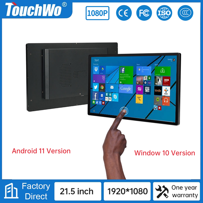 TouchWo-All-in-1 Tela sensível ao toque do PC industrial, monitor do écran sensível, andróide 11, janela 10, PC com Wi-Fi, 21,5 dentro, 32 dentro