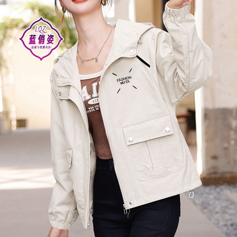 여성용 한국 루즈 레저 후드 짧은 코트, 새로운 기질, 나이 감소, 용수철 가을 조커 패션, 바람막이 재킷